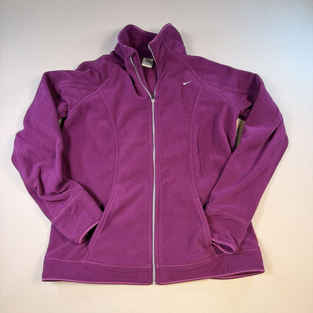 Y2K Vintage Pink Nike Fleece Zip Up Jacket Women's Size XL 2000s Y2K Thumb Hole
